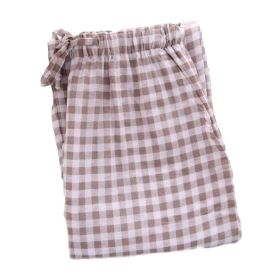 [Khaki Grids] Women Cotton Sleepwear Loose Pyjamas Pants Pajama Bottoms
