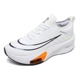 New men's and women's professional air cushion running shoes fashion trend match men's and women's sports shoes comfortable casual shoes 36-45 (Color: White, size: 36)